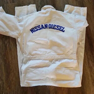 Koeki Rare Vintage Nissan Diesel UD coveralls white Racer gear Size Large